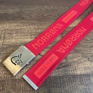 Norrøna Men's Red Webbing Belt with Metal Buckle
